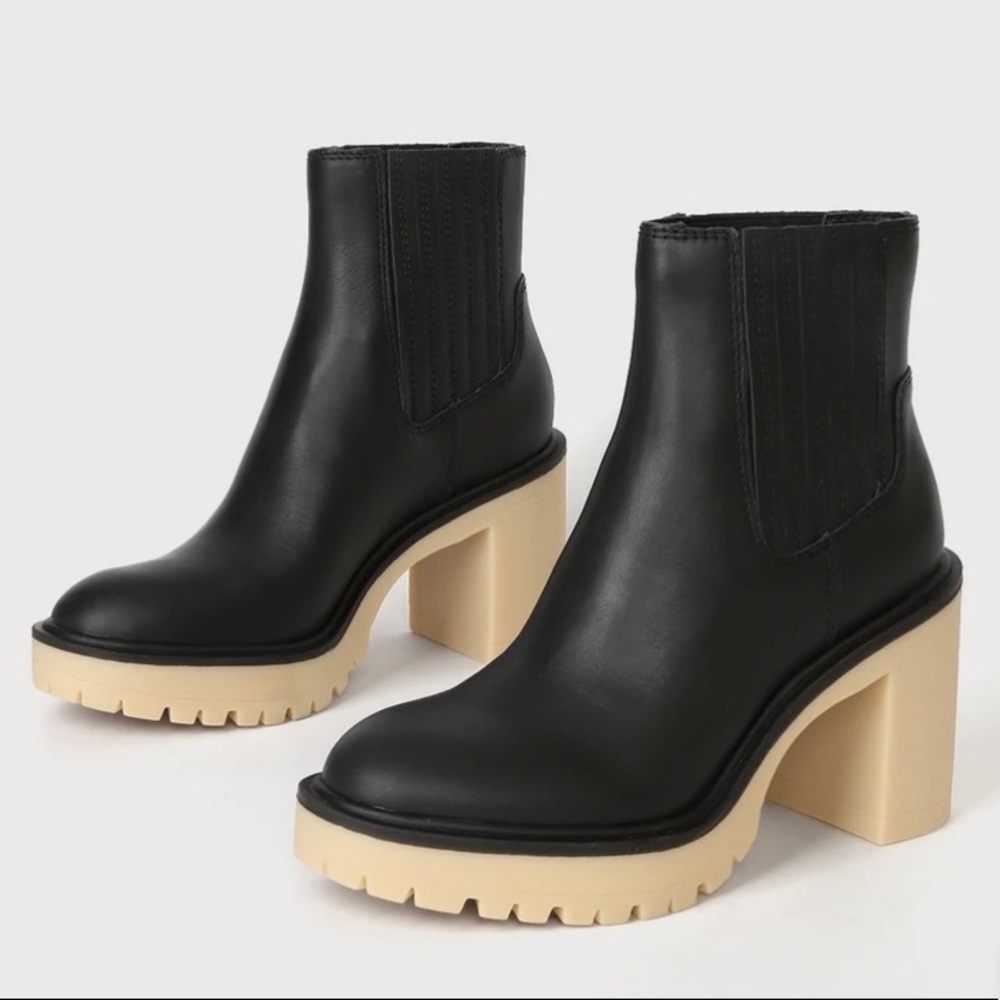 Chelsea Black Leather Platform Ankle Boot